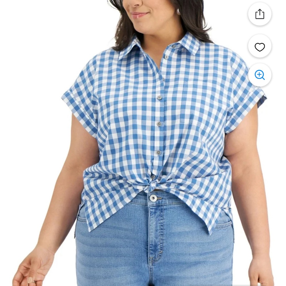 Style & Co. Blue and White Plaid Shirt
